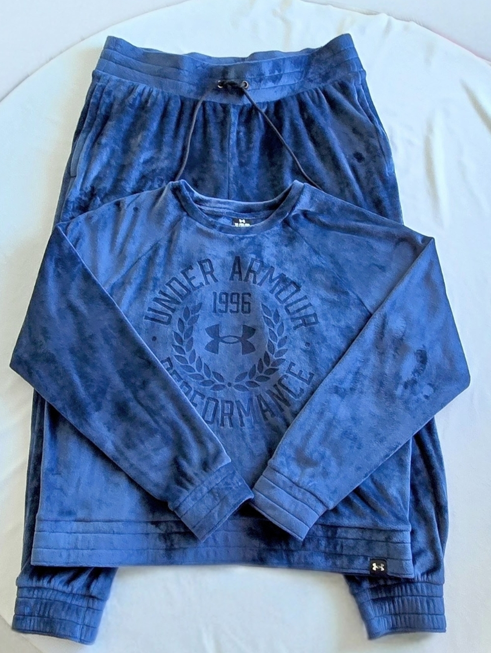 UNDER ARMOUR 2PC Navy Velour Jogger Hoodie Set Size XL